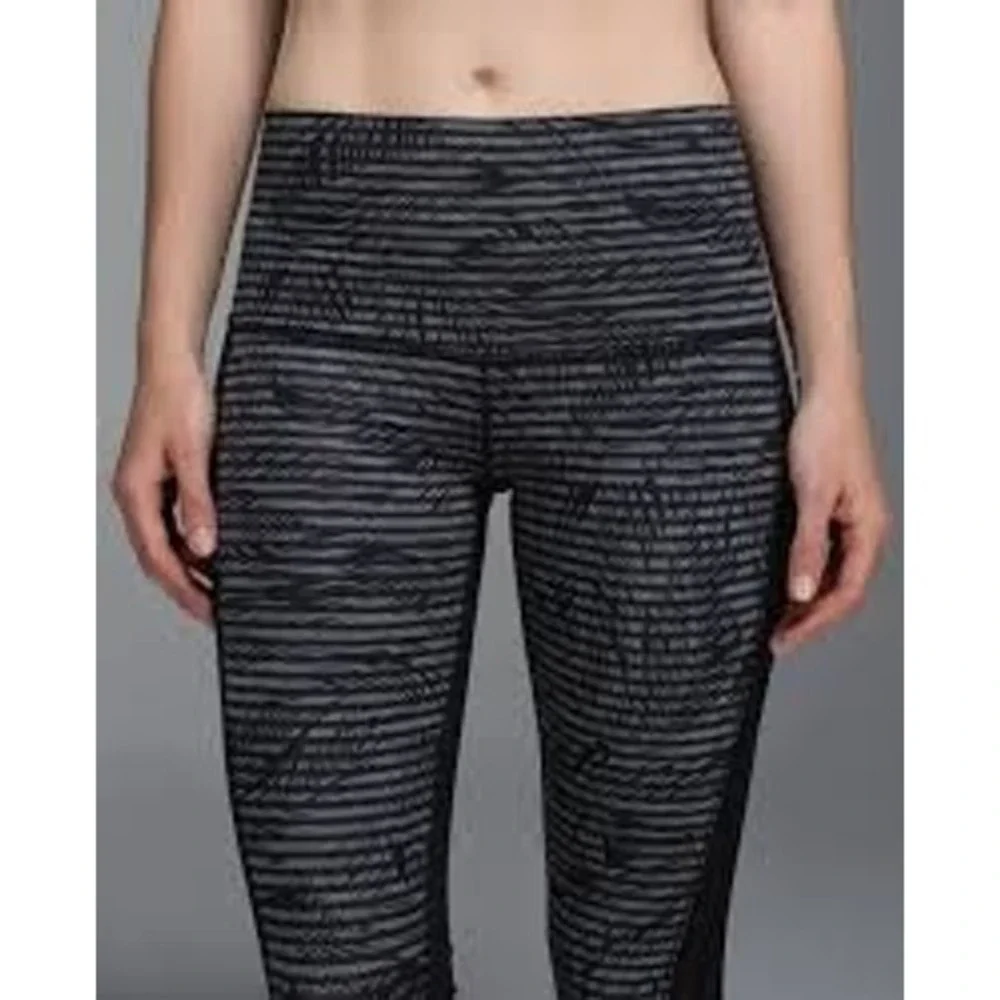 Lululemon Leggings Womens 4 Black High Times Crop Zebra Slate Active Yoga Pants